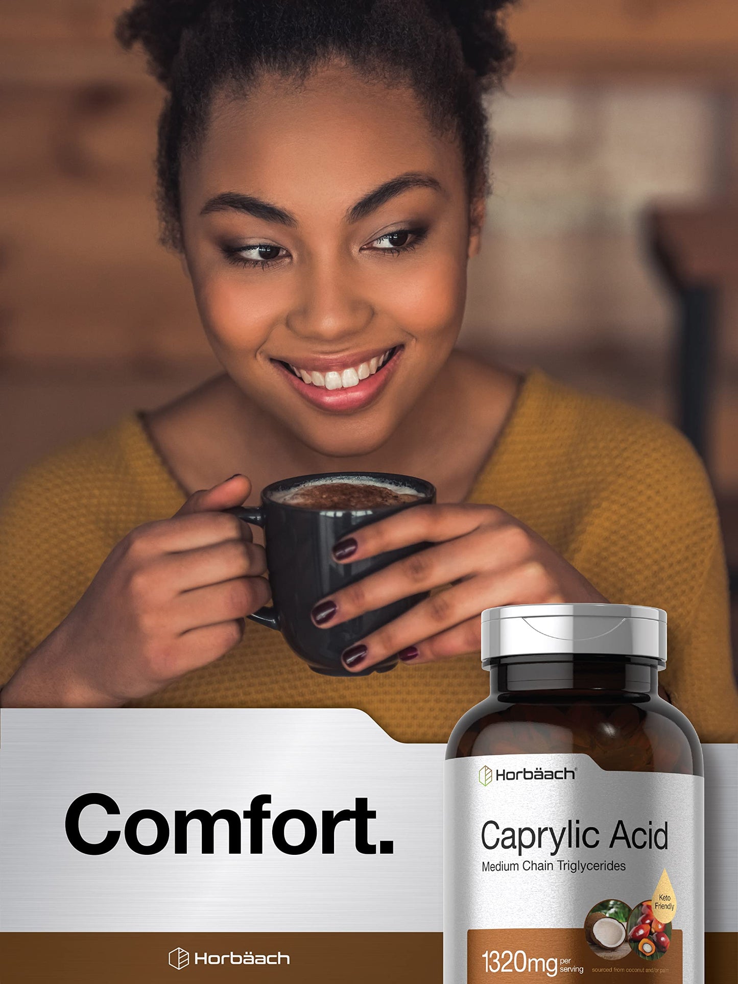 Premium Horbäach Caprylic Acid Supplement Bottle Packaging