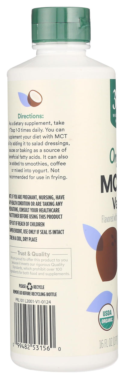 Authentic USA imported 365 organic vanilla MCT oil bottle