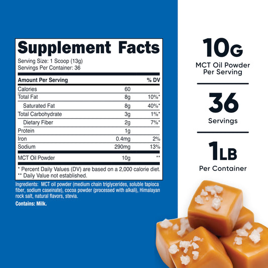 Nutricost MCT Oil Powder label showing 10g serving size
