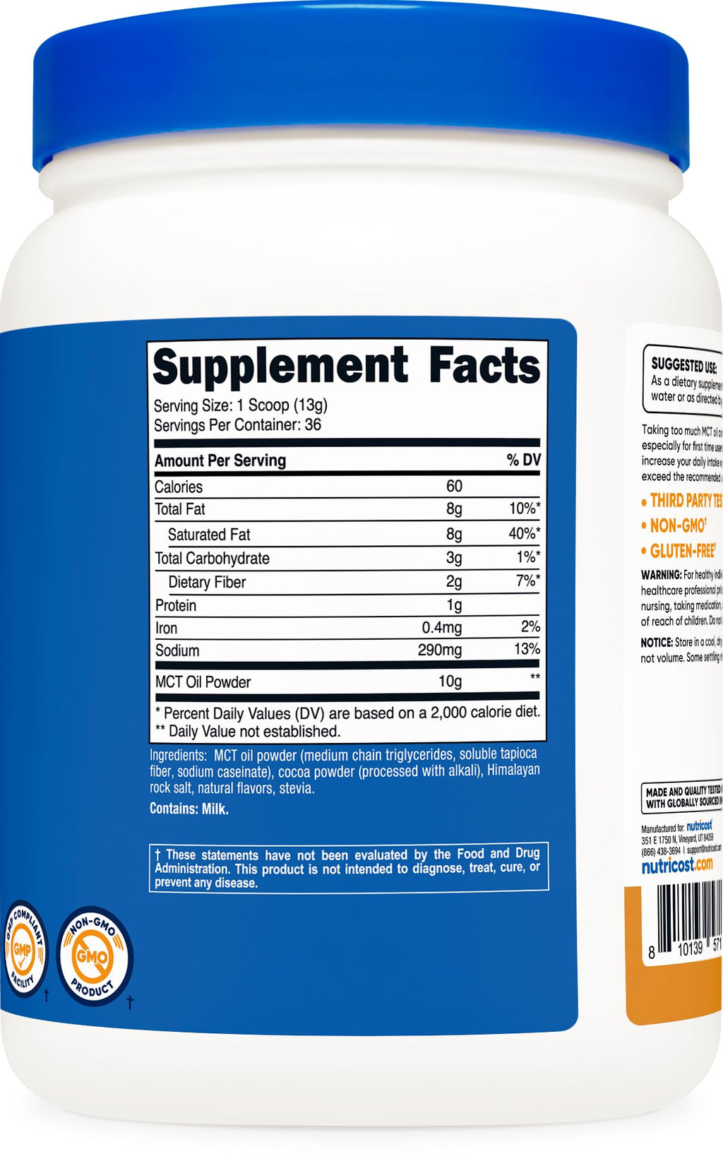 Nutricost 1 pound container package sealing detail