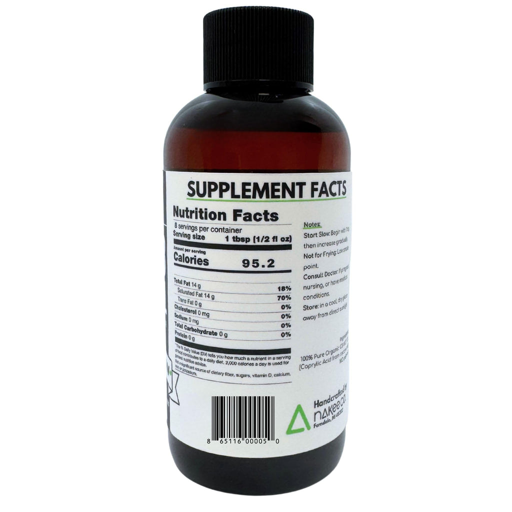 Nakee Butter C8 MCT Oil packaging and nutrition details overview