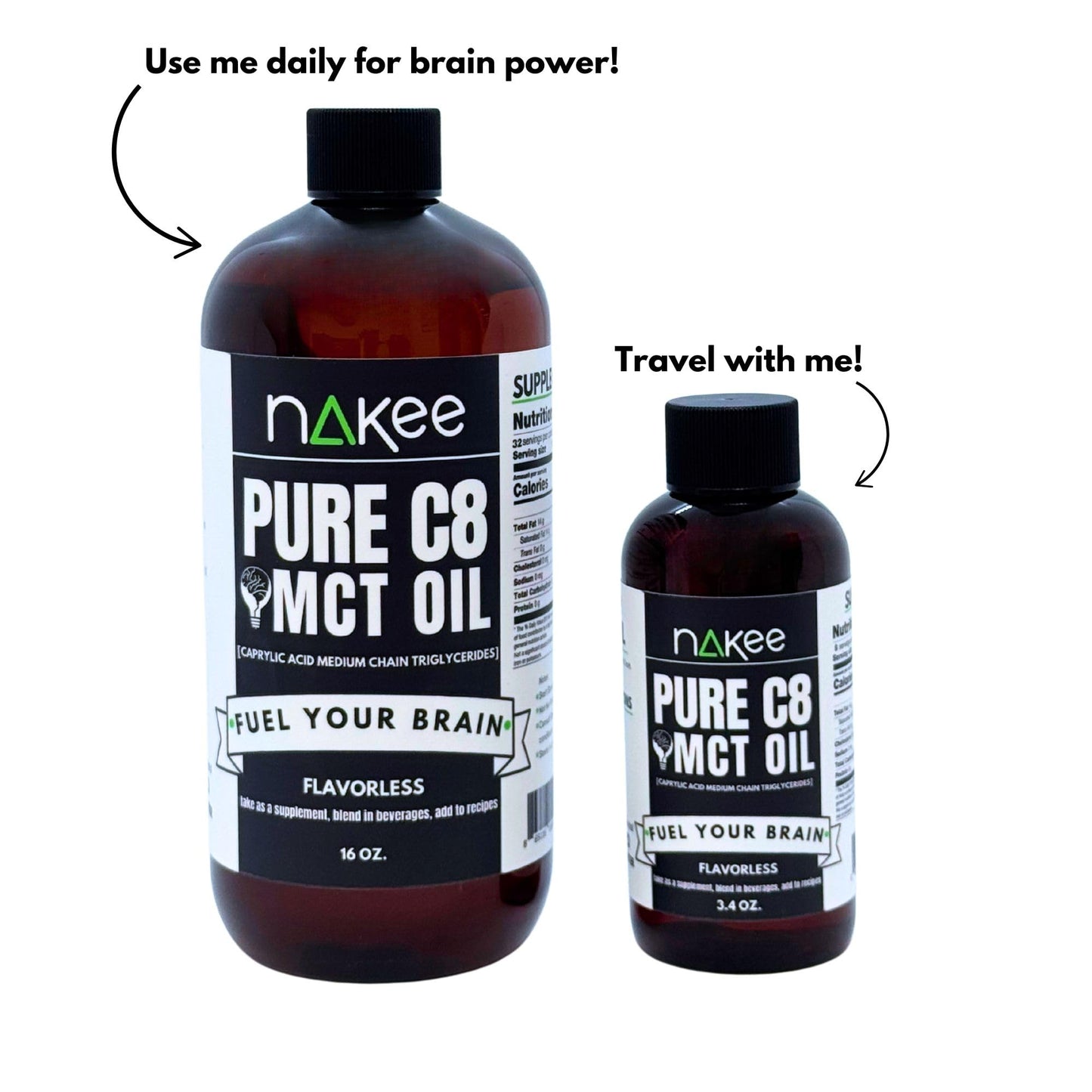 Bottle of Nakee Butter C8 MCT oil for coffee and smoothies
