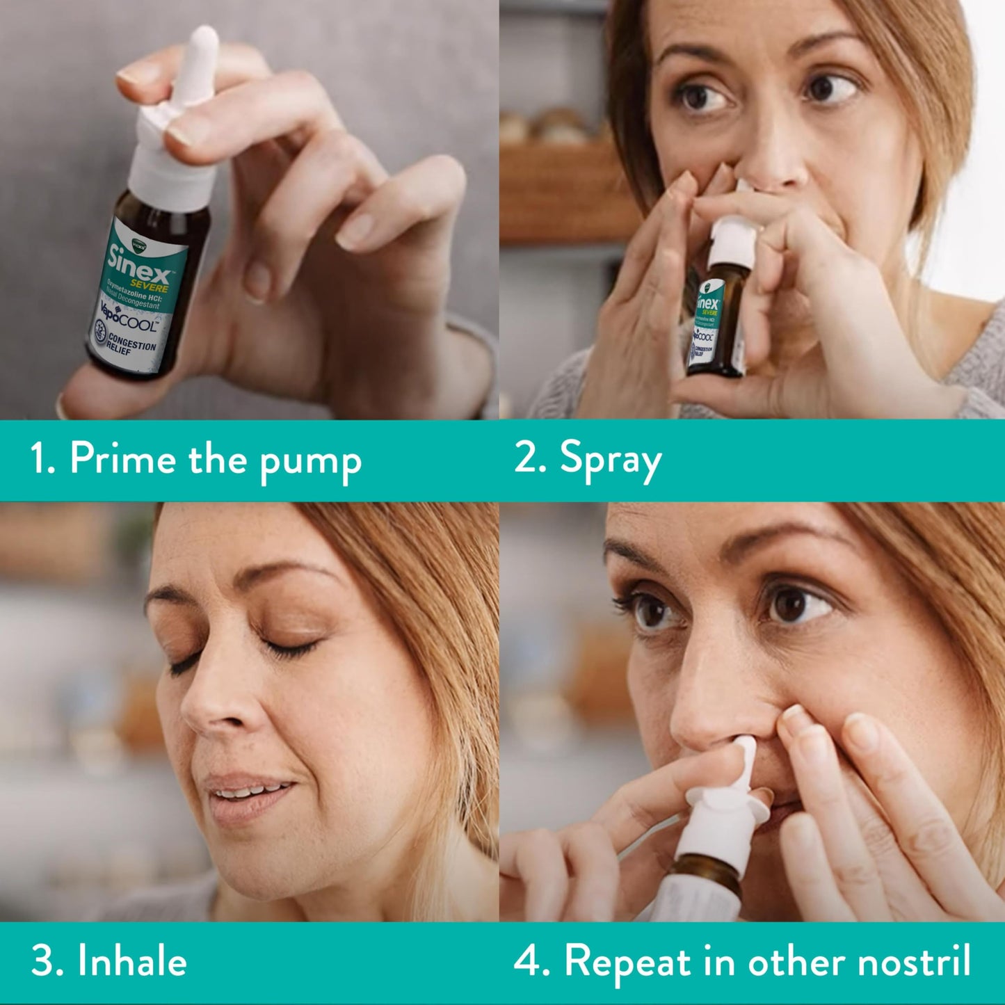 Vicks Sinex Severe nasal spray label highlighting Oxymetazoline HCl