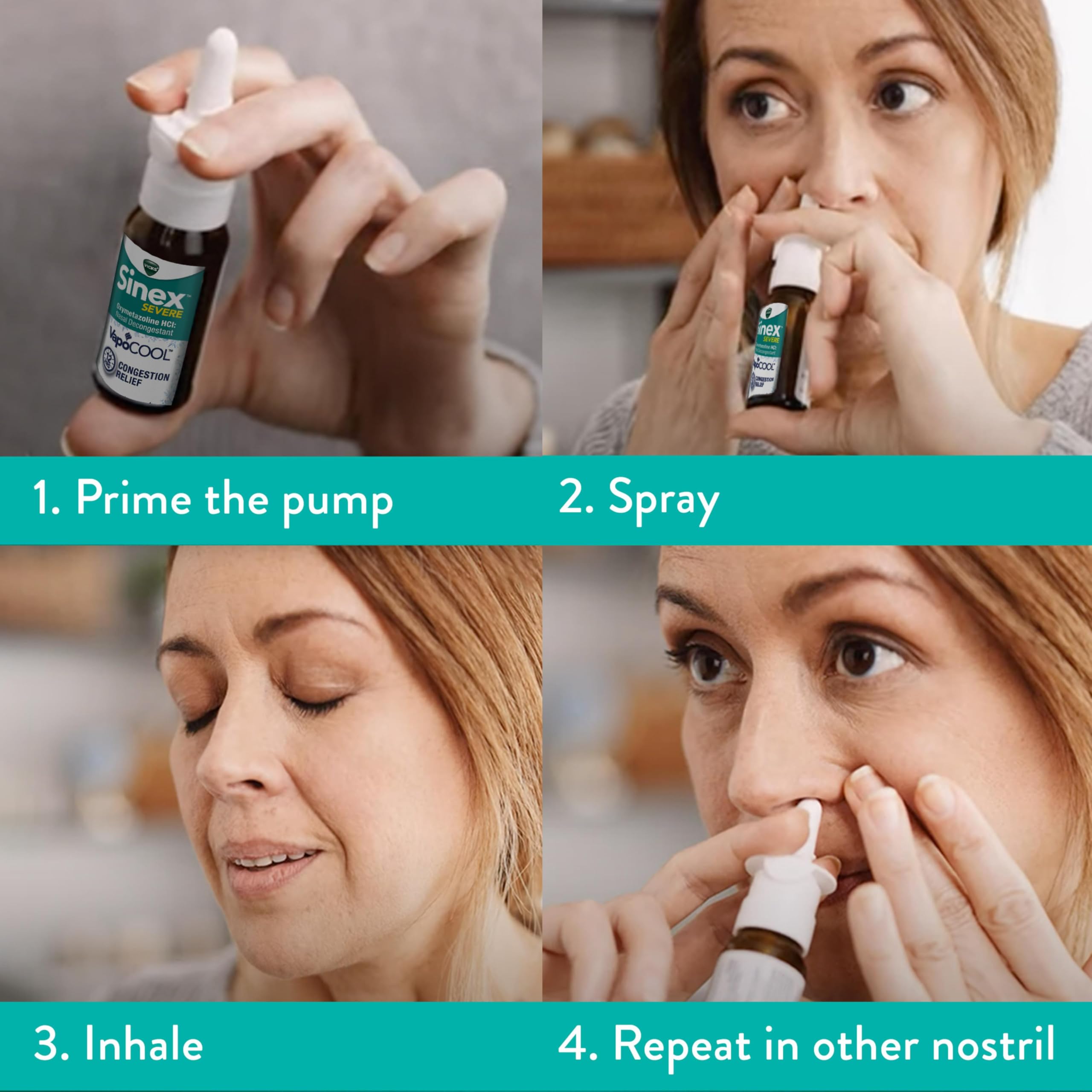 Vicks Sinex Severe nasal spray label highlighting Oxymetazoline HCl