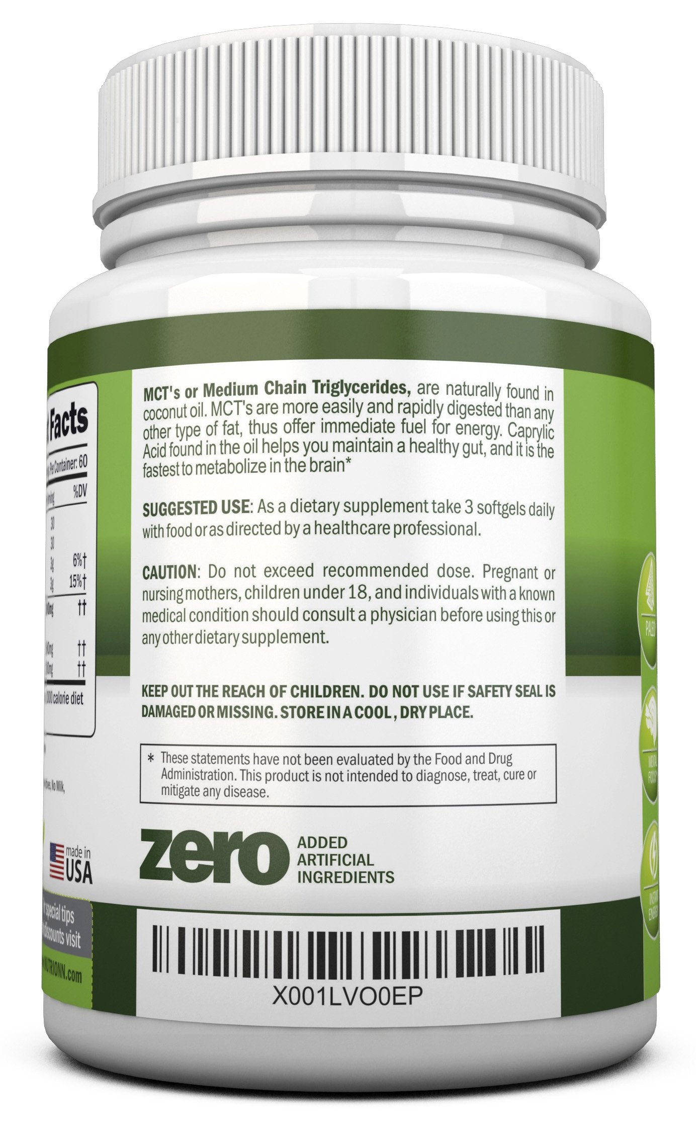 Organic cold pressed MCT oil capsules by NutriONN for clean keto energy