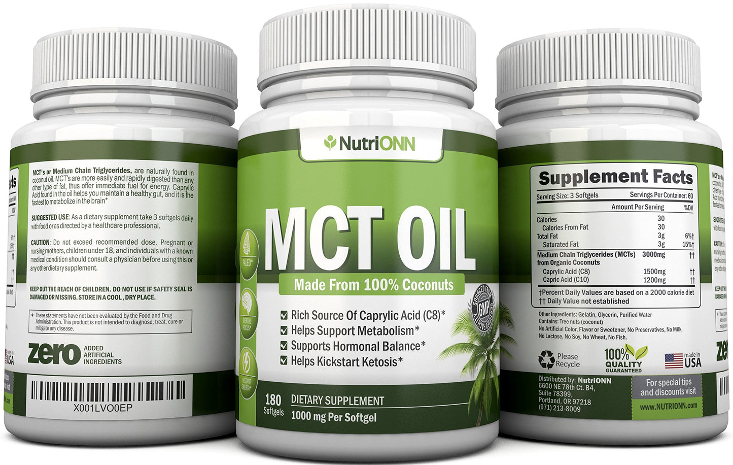NutriONN pure dietary supplement softgels without palm oil close up view