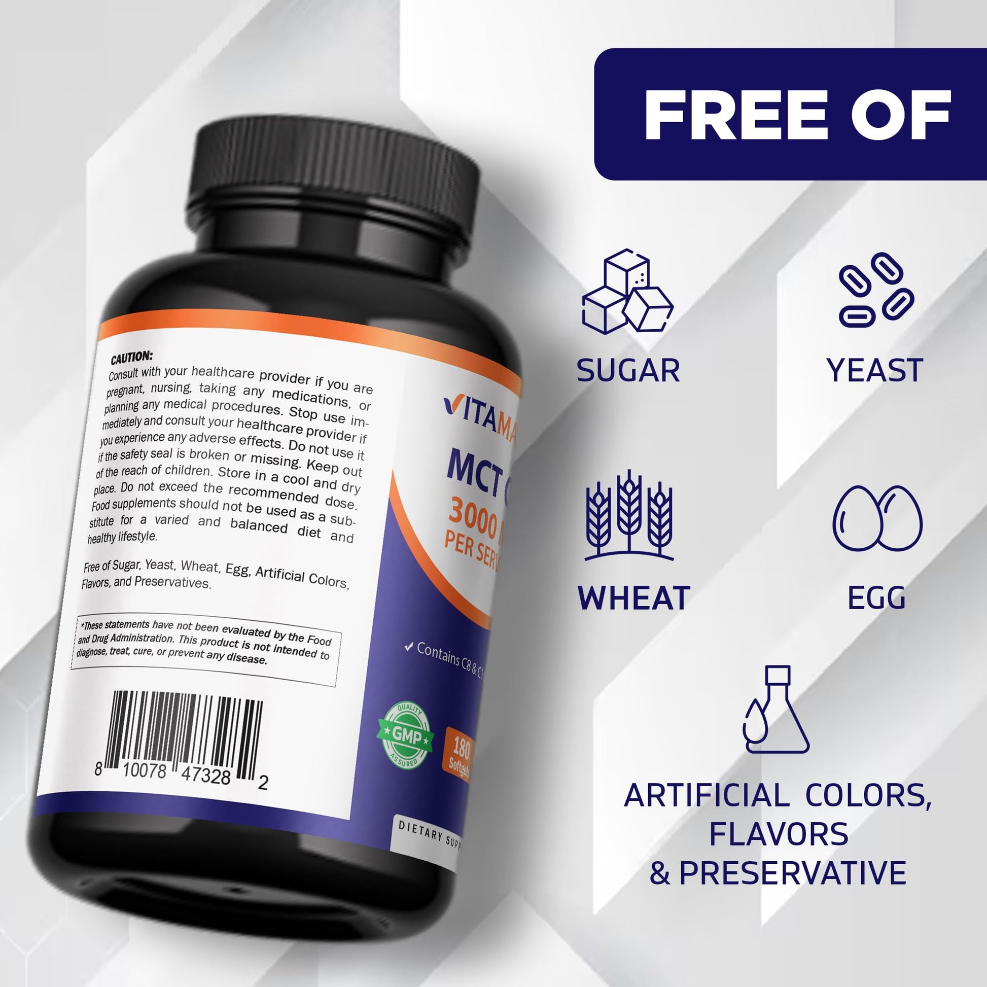 Authentic USA imported Vitamatic MCT oil bottles side view