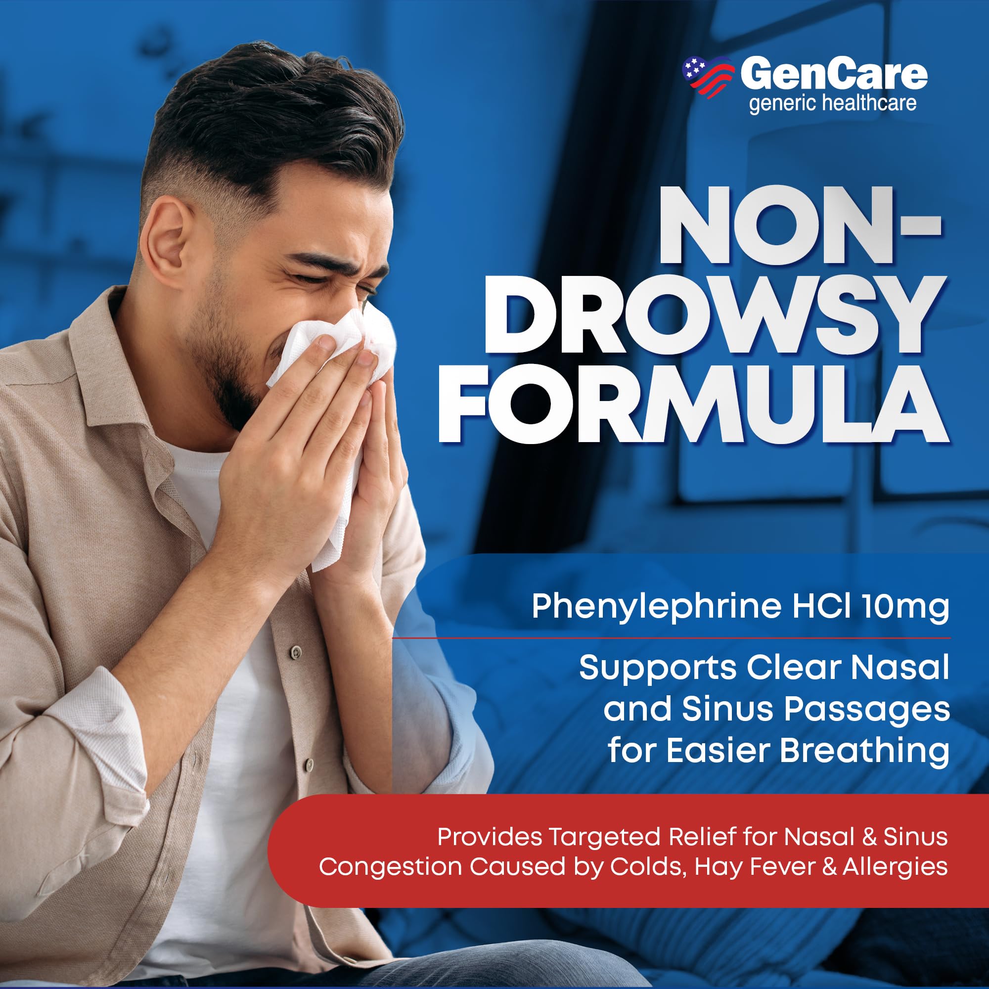 Side profile of GenCare 300 count decongestant bottle