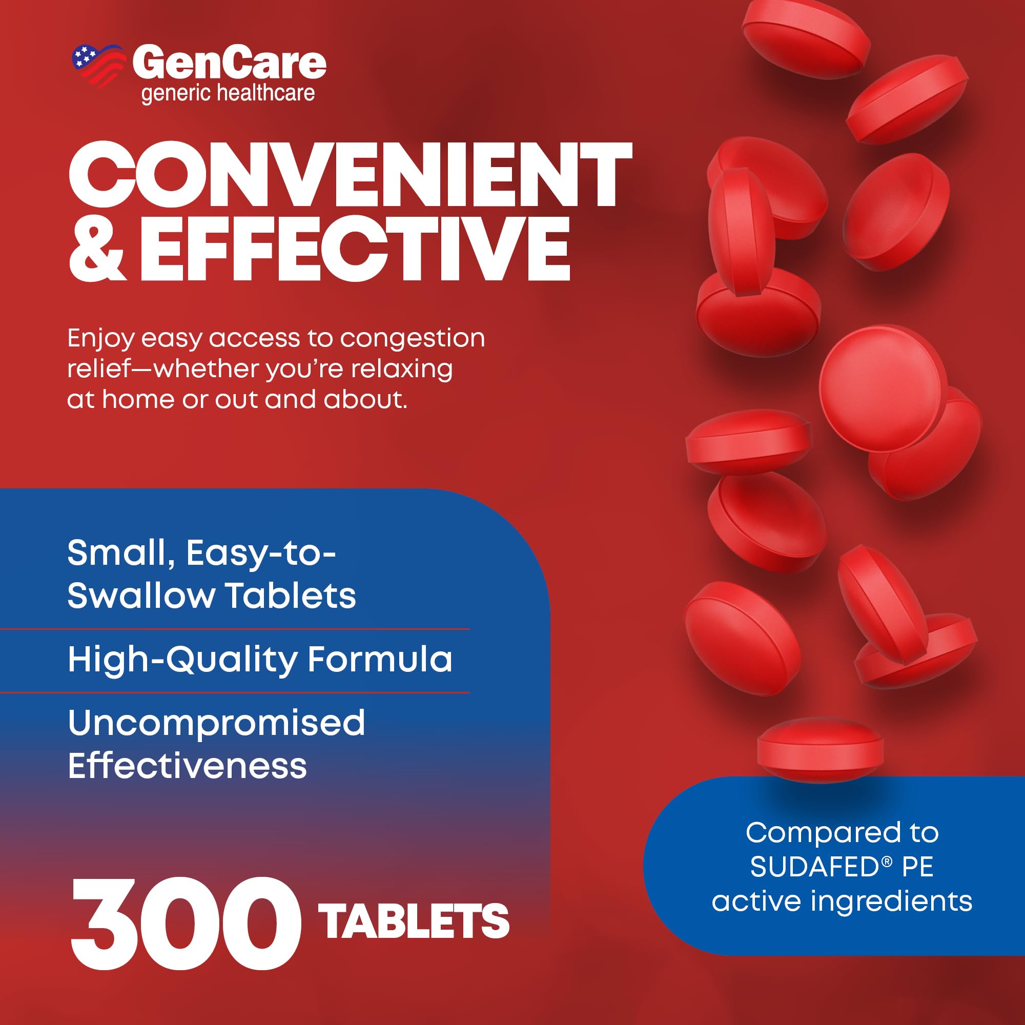 Gencare nasal congestion relief tablets value pack packaging