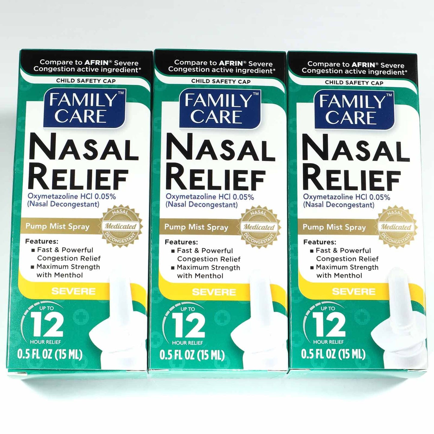 Three pack nasal spray bottles for sinus relief