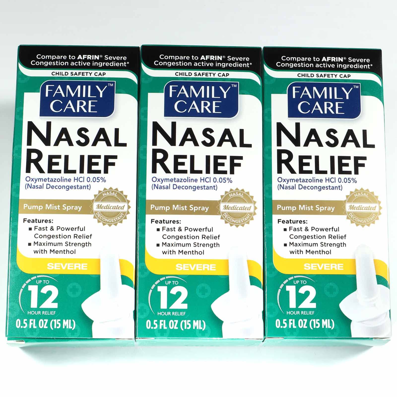 Three pack nasal spray bottles for sinus relief