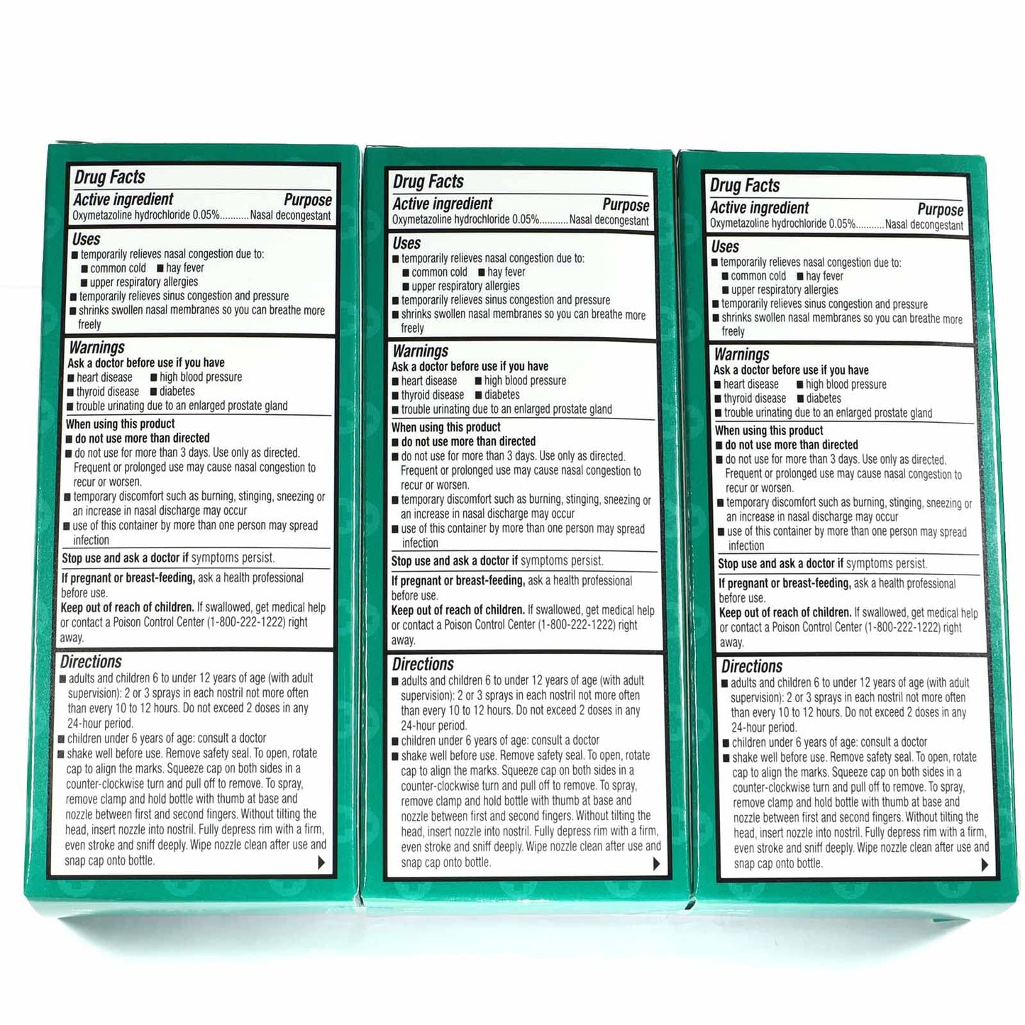 Back label of Family Care Nasal Relief spray