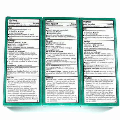 Back label of Family Care Nasal Relief spray