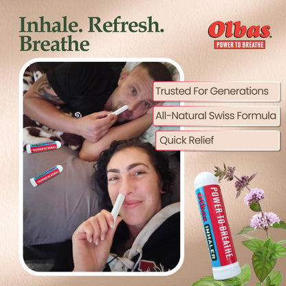 Olbas aromatherapy inhaler held in hand for scale
