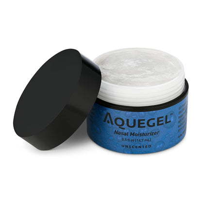 Aquegel nasal moisturizer jar with lid open