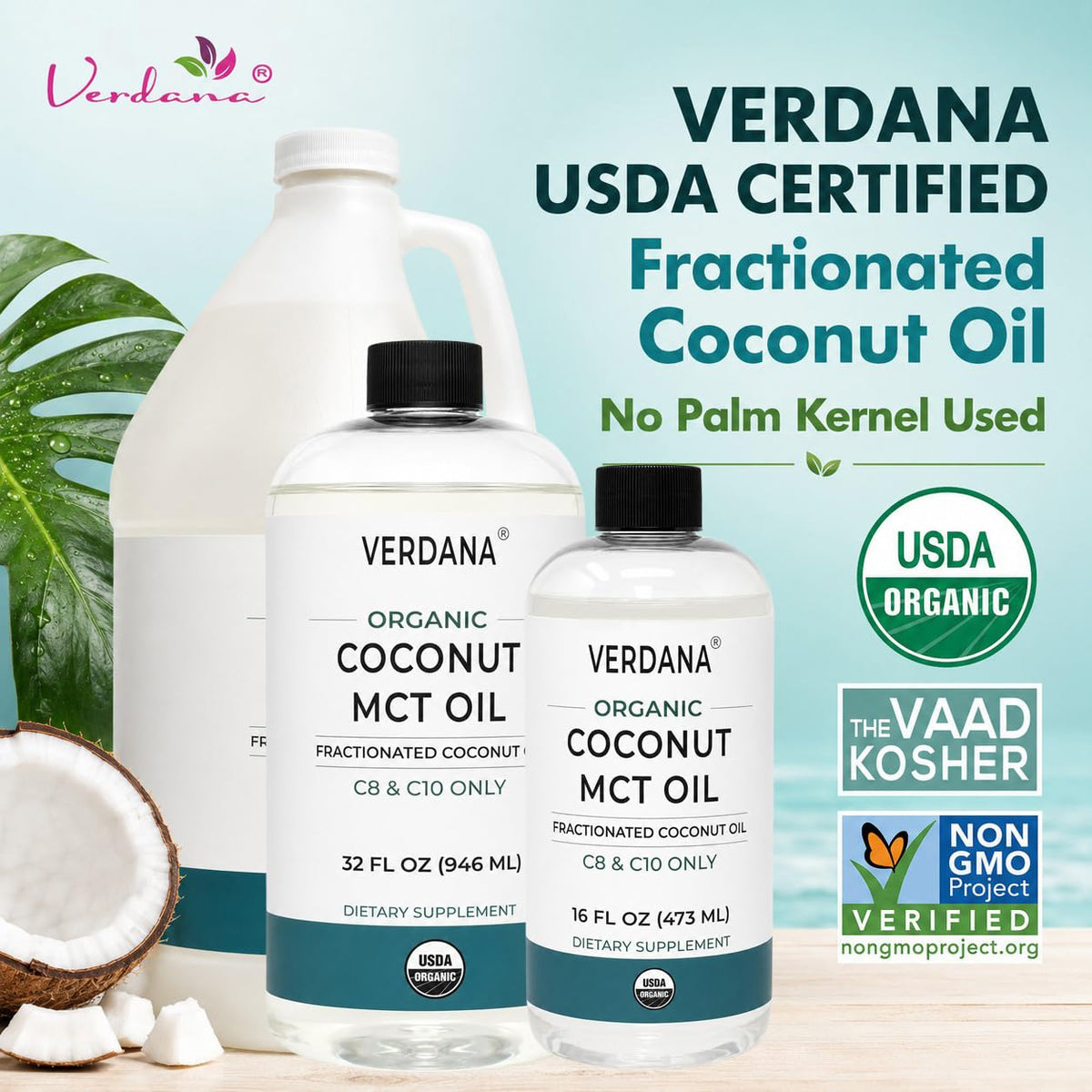 Verdana coconut MCT oil ingredient label close up