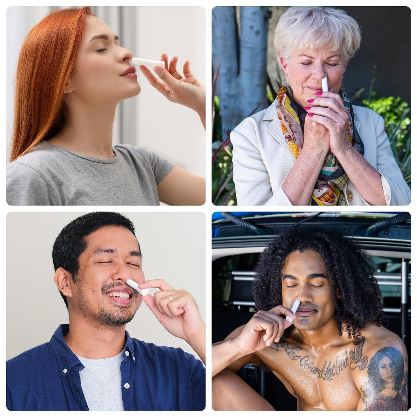 Ruduwu 4 pack nasal inhaler set for daily stress and energy
