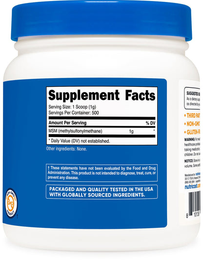 Nutricost 500 servings joint health powder container showing clear directions for daily use.