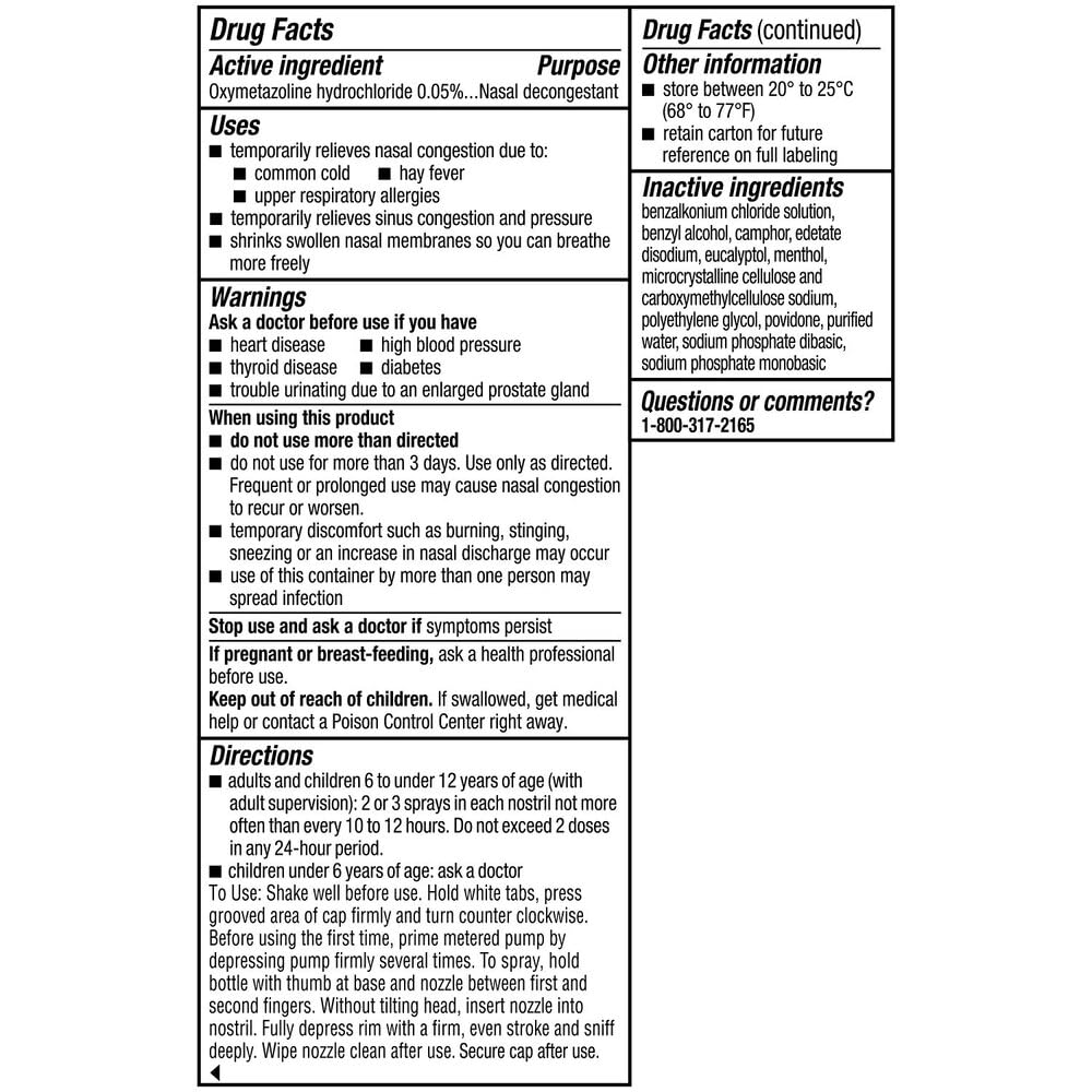 Afrin No Drip Allergy Sinus nasal mist bottle detail