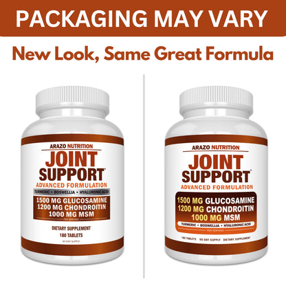 Arazo Nutrition 180 tablets joint supplement bottle on clean background