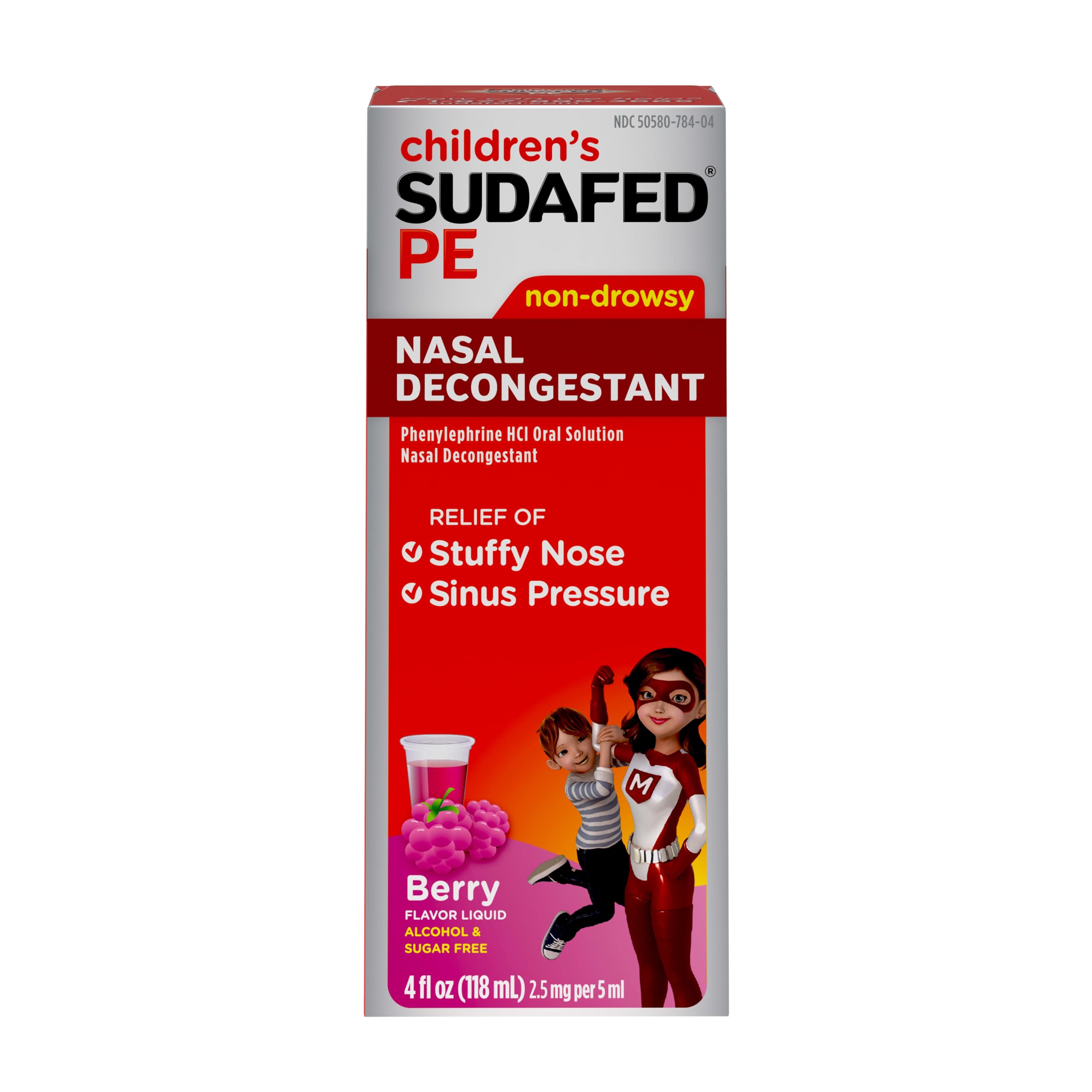 Sudafed Childrens liquid decongestant bottle 4 fluid ounce