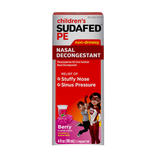 Sudafed Childrens liquid decongestant bottle 4 fluid ounce