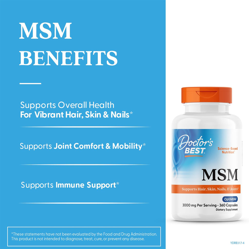 Doctor's Best MSM 360 capsules bottle side profile