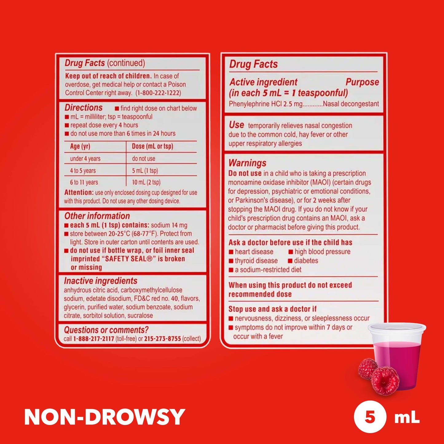 Sudafed Childrens PE nasal decongestant active ingredients list