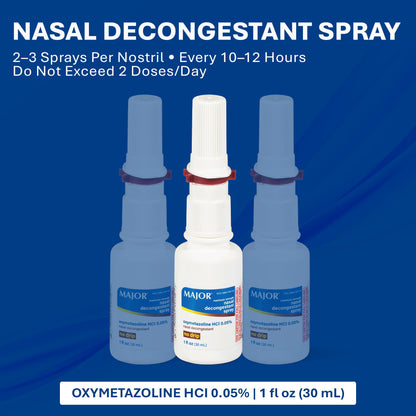 Side view of Major nasal decongestant spray 3 pack