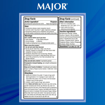 Three bottles of Major nasal decongestant spray