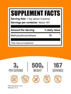 BulkSupplements MSM Powder serving size label