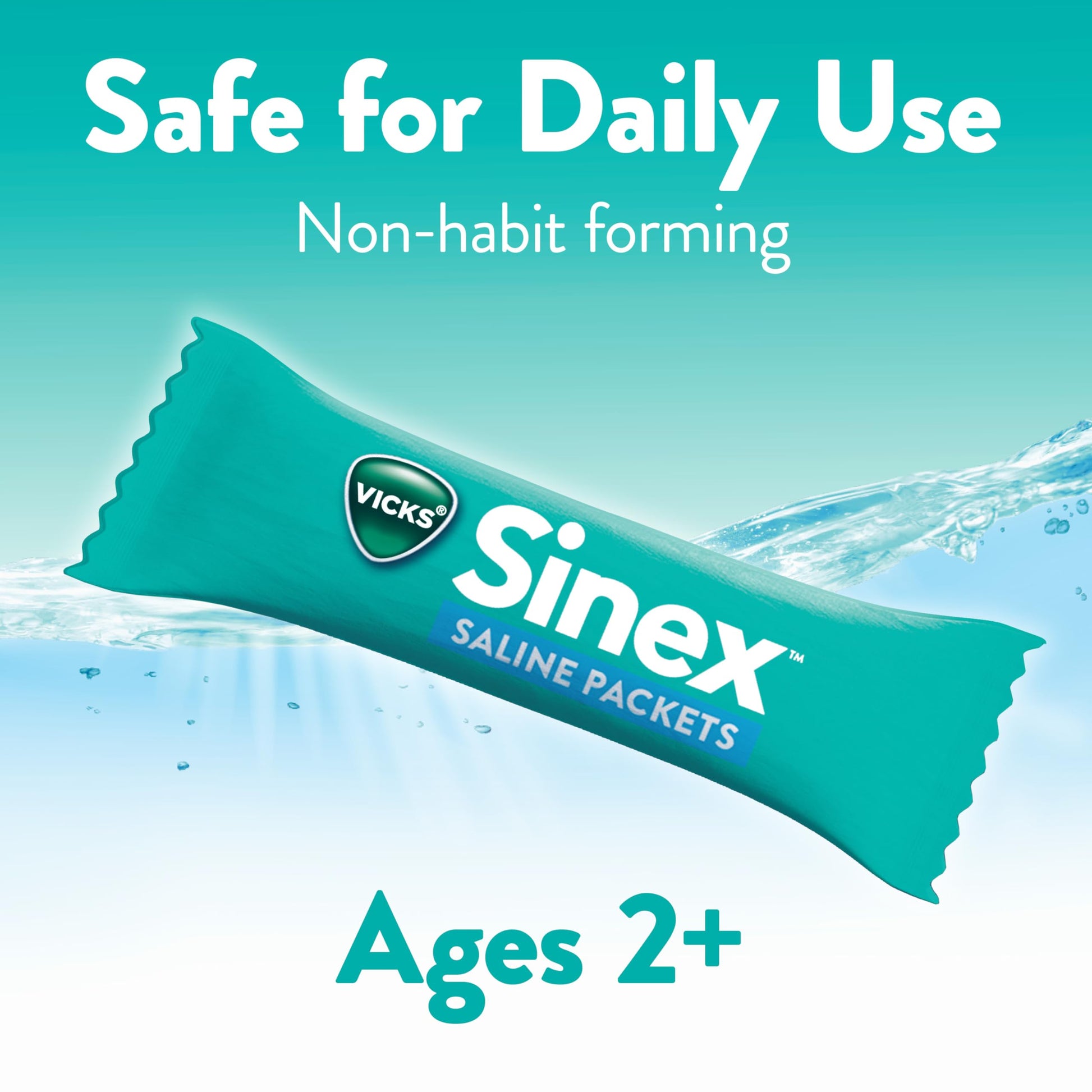 Diagram showing saline flow from Vicks Sinex bottle.
