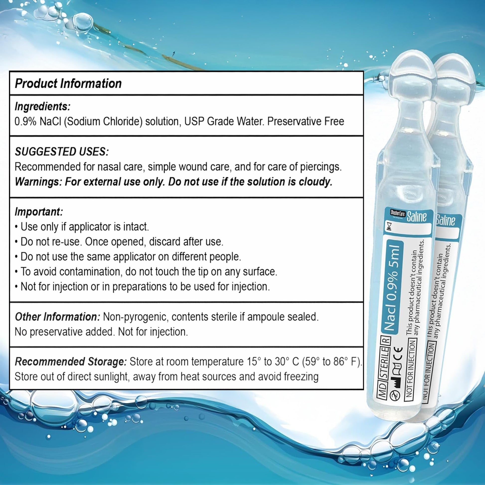 Using Shusher Care saline vial for minor wound irrigation