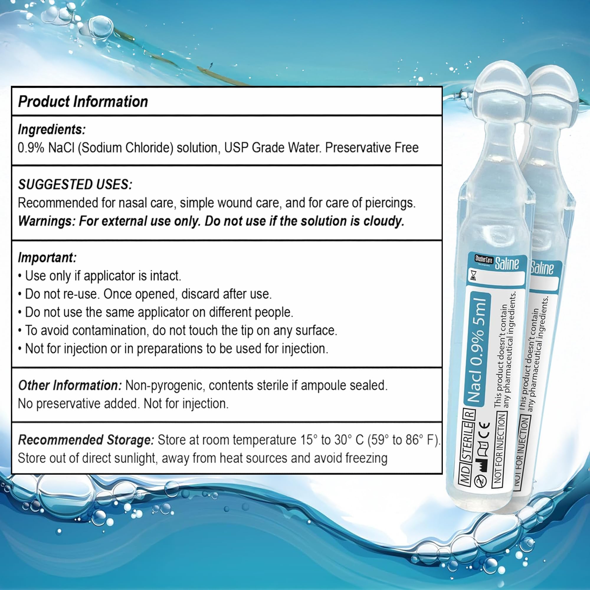 Using Shusher Care saline vial for minor wound irrigation
