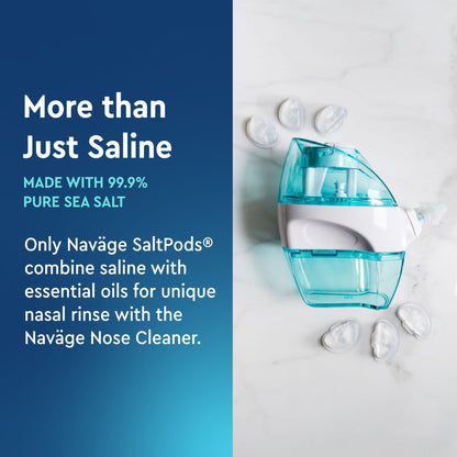 Side view of Navage SaltPods 30-pack box with ingredient labels