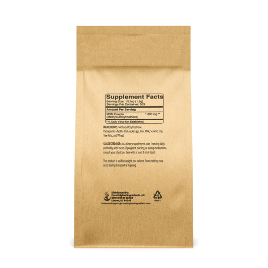 Pure Original Ingredients Methylsulfonylmethane fine powder supplement for organic sulfur benefits.