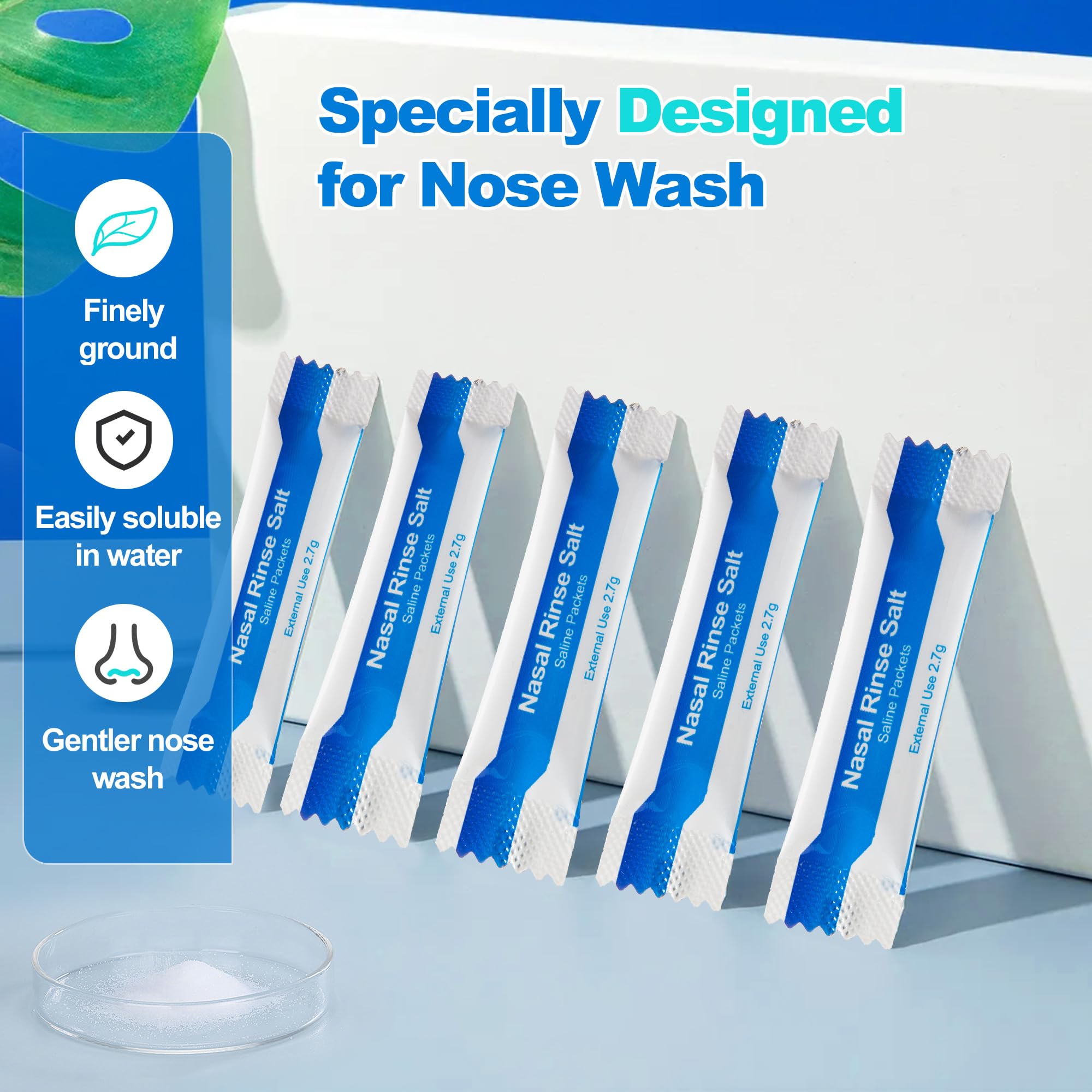 Waterpulse sinus rinsing packets next to a nasal wash bottle