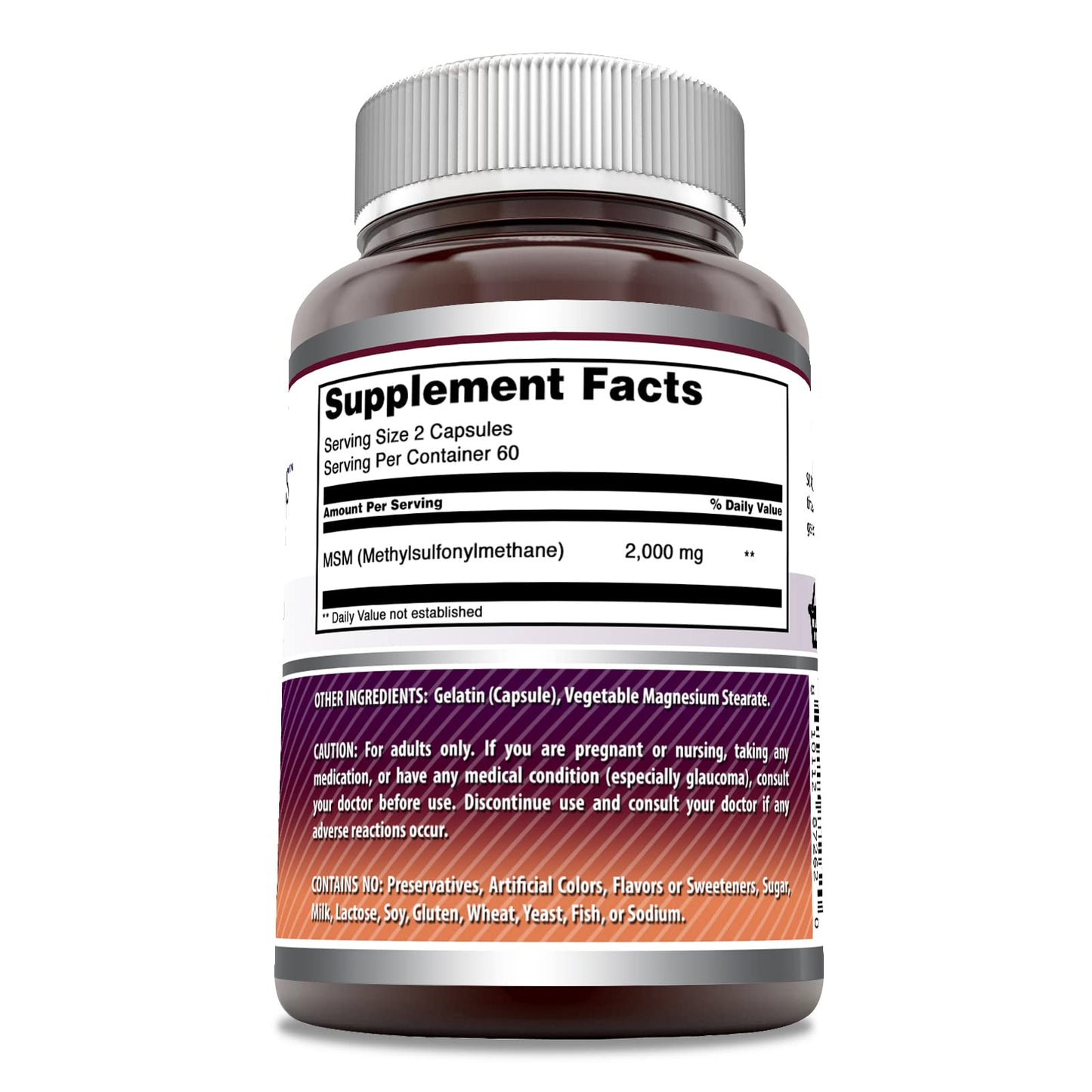 Amazing Nutrition Methylsulfonylmethane 2000mg supplement facts label
