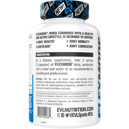 Evlution Nutrition FlexMode supplement facts and ingredients label layout
