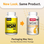 Jarrow MSM supplement bottle showing nutritional facts label