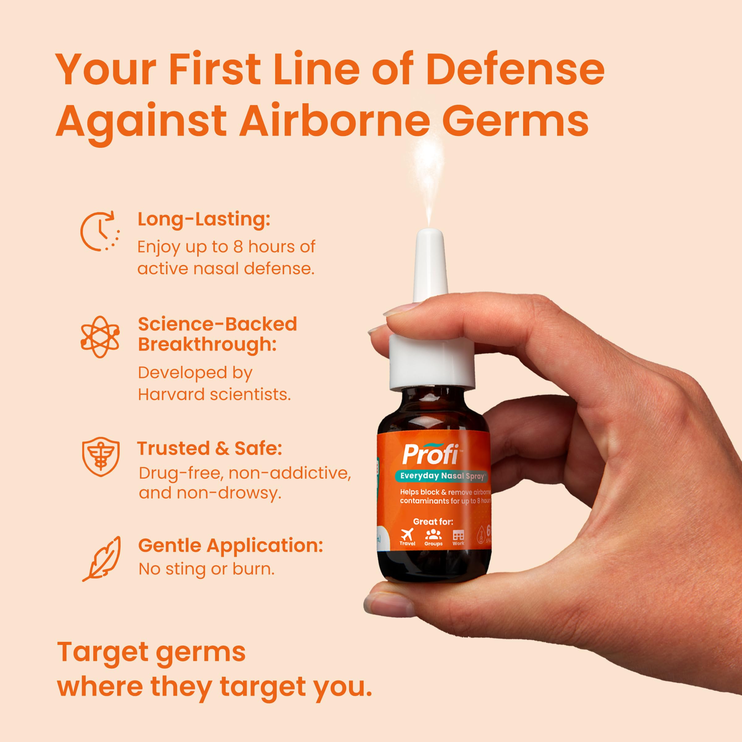 Profi nasal spray bottle and label details