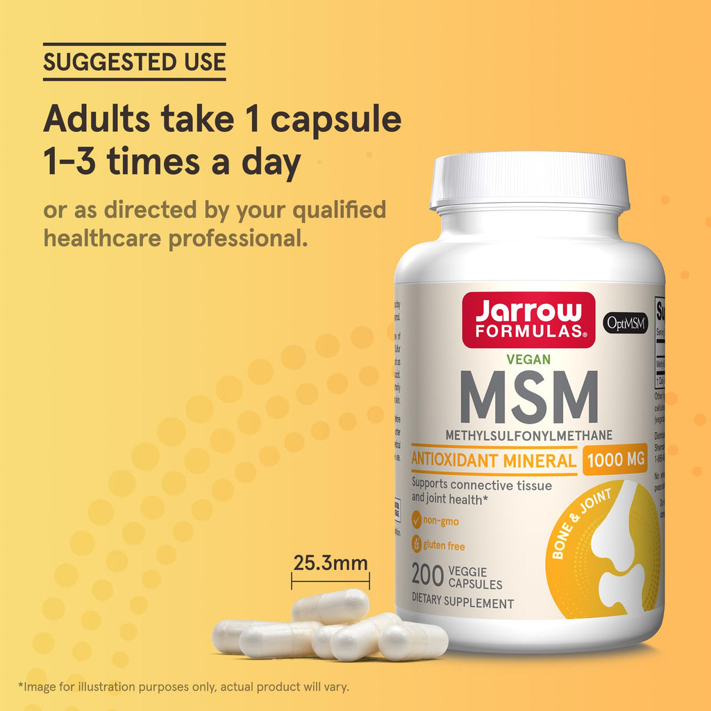 Pack of Jarrow MSM 200 vegetable capsules container