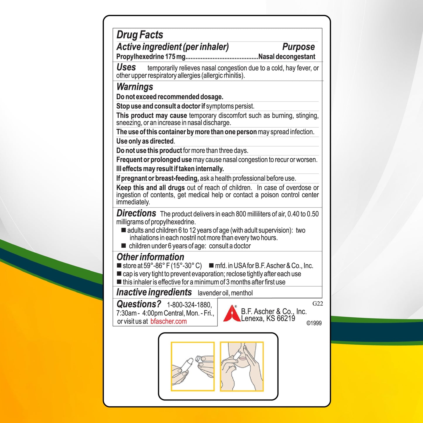 Benzedrex inhaler for allergy and cold support