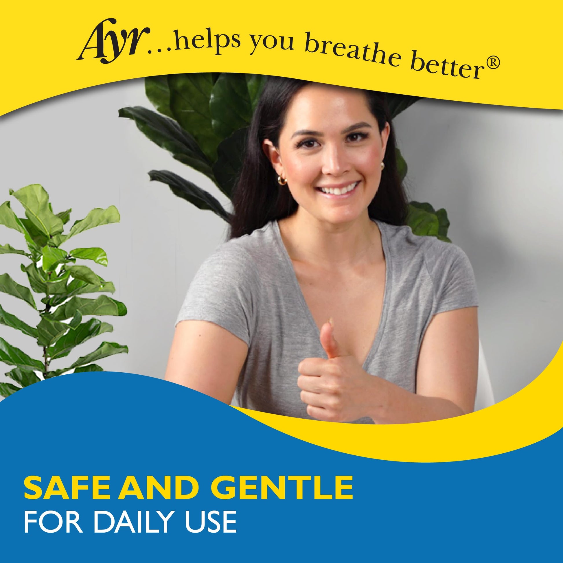 Instructions for use label on Ayr Saline Nasal Mist