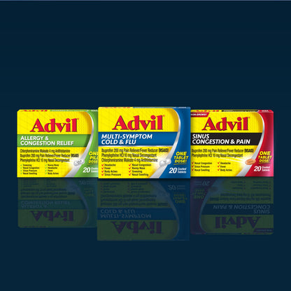 Advil Sinus Congestion and Pain nutrition and ingredient label