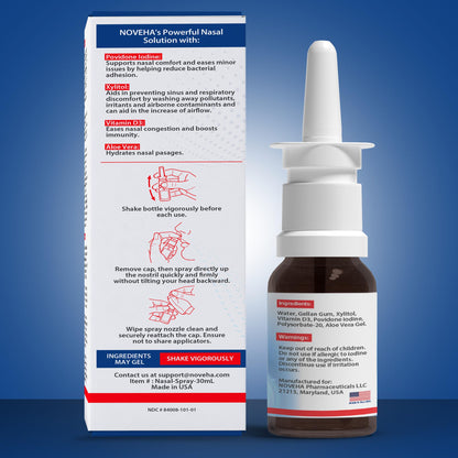 Noveha daily nasal cleanser 30mL bottle on white background