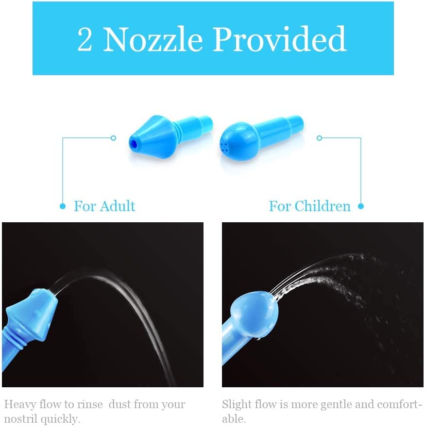 Waterpulse nasal irrigator with adult and child nozzles