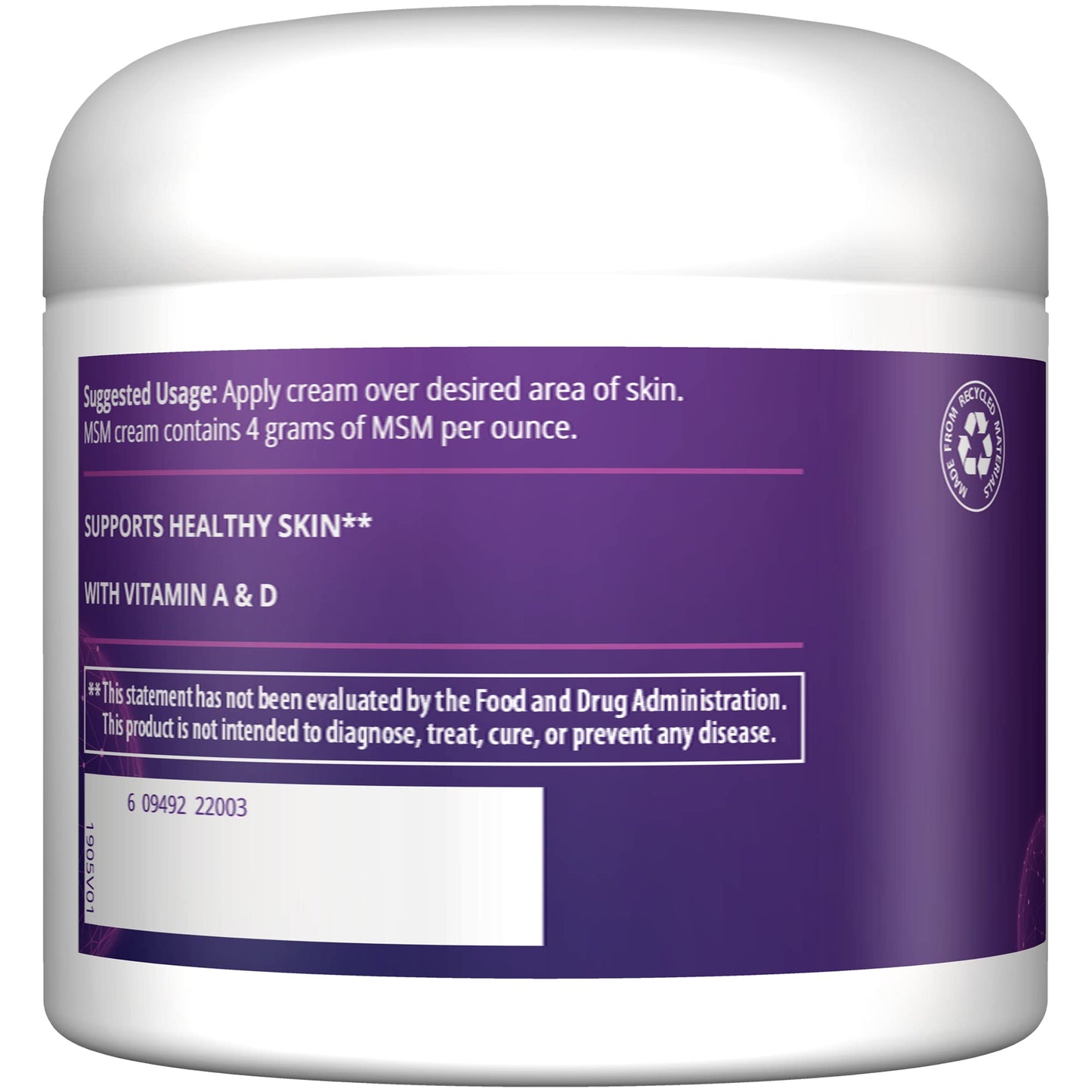 MRM MSM Cream with Vitamin A and D showing the premium packaging and clear ingredient highlights.