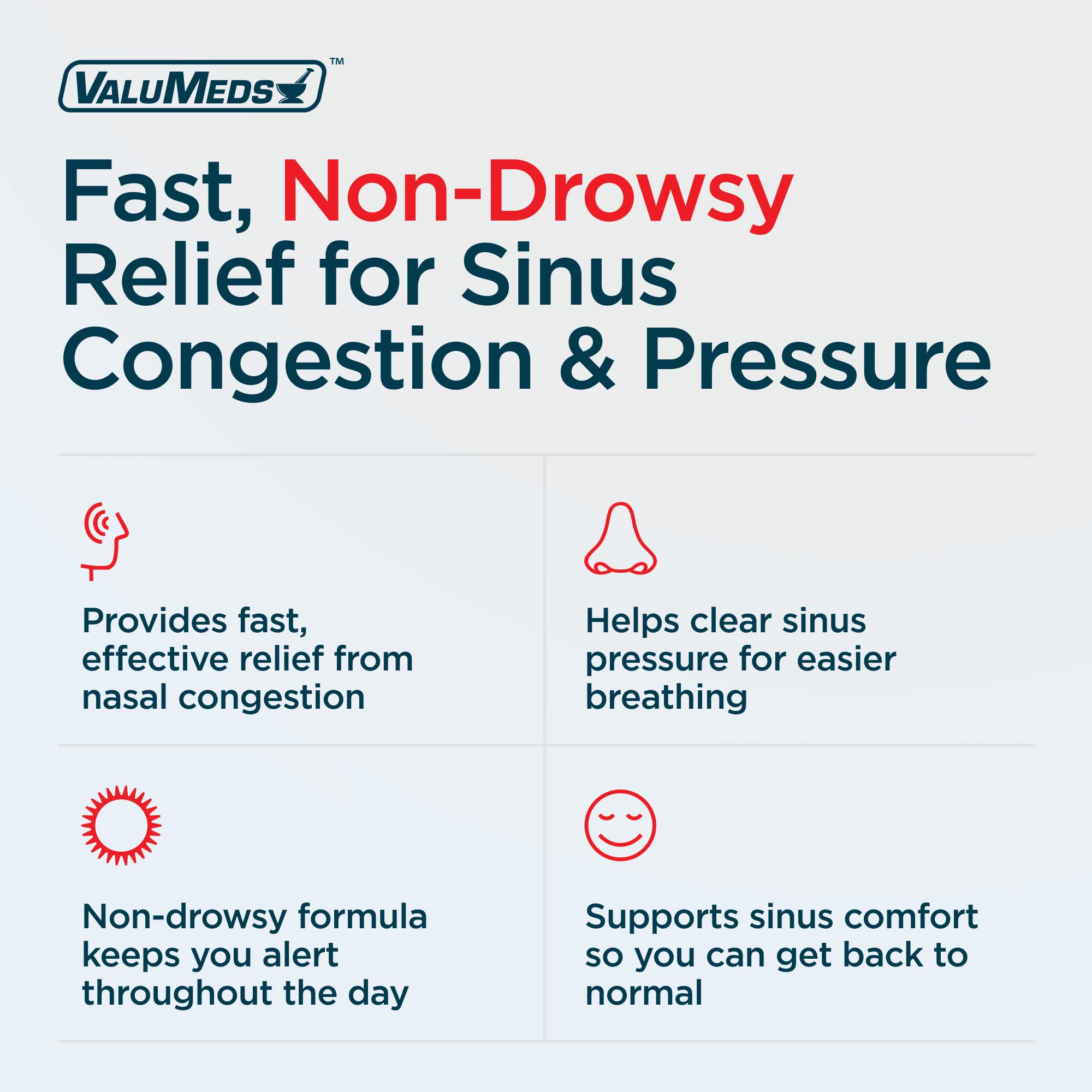 Side view of ValuMeds nasal decongestant bottle label