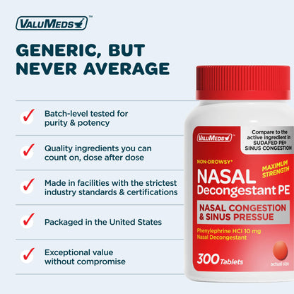 ValuMeds Phenylephrine HCl non-drowsy relief bottle